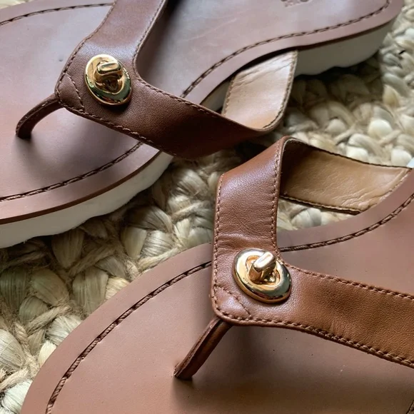 Coach Women's Tan Leather Sandals - Picture 2 of 5